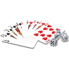                             SPARKYS - Klasické hry – 2 balíčky hracích karet a 5 kostek                        