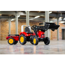                             FALK Šlapací traktor 2020M Supercharger s nakladačem a vlečkou-červený                        