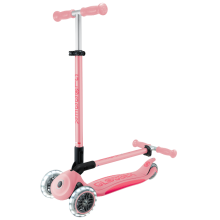                             Globber Dětská tříkolová koloběžka Primo Foldable Plus- svítící kola - světle růžová                        
