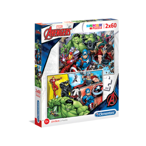 Clementoni 21605 - Puzzle Supercolor 2x60, Avengers