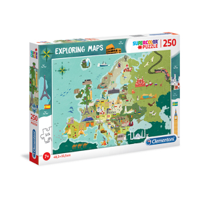 Clementoni 29062 - Puzzle Exploring Maps 250 Skvělá místa v Evropě