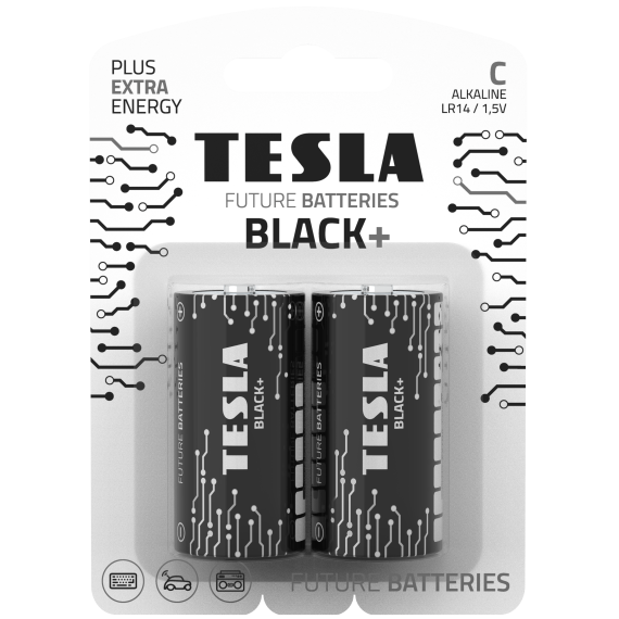 TESLA BLACK+  Alkalická baterie malé mono C 2ks                    