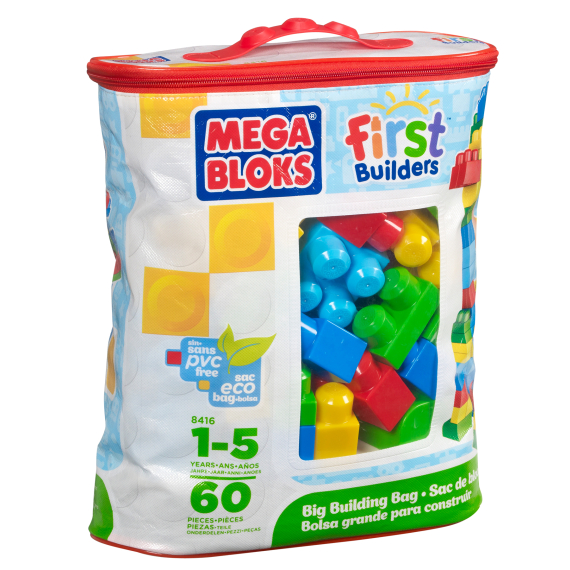 Mega Bloks Kostky v plastovém pytli kluci, 60 kostek                    