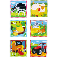                             BABU - Dřevěné kostky 9 ks - farma                        