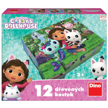                             Dino - Dřevěné kostky Gábin kouzelný domek - Gábi 12 kostek                        