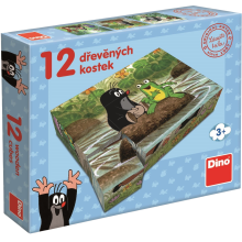                             Dino - Dřevěné kostky Krtek a zvířátka 12 kostek                        