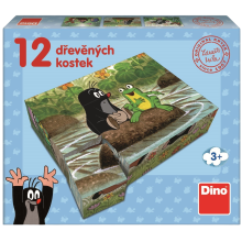                             Dino - Dřevěné kostky Krtek a zvířátka 12 kostek                        