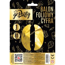                             Fóliový balónek Číslo 0 - zlatý 81 cm                        