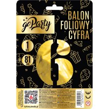                             Fóliový balónek Číslo 6 - zlatý 81 cm                        