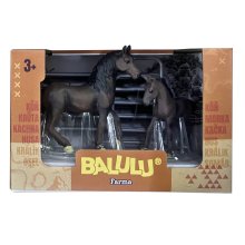                             BALULU - Herní set Klisna s hříbětem a ohradou, 4 druhy                        