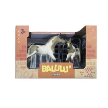                             BALULU - Herní set Klisna s hříbětem a ohradou, 4 druhy                        