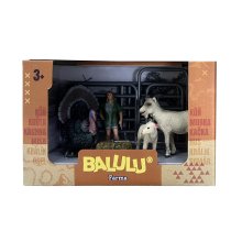                             BALULU - Herní set Pštros, Krocan nebo Osel s figurkou a ohradou, 4 druhy                        