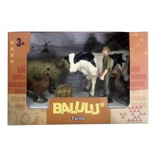                             BALULU - Herní set Kráva a hospodářská zvířata s farmářem, 2 druhy                        