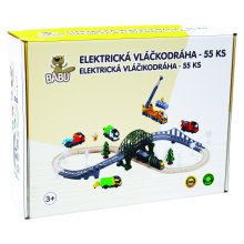                             BABU vláčky - Dřevěná vláčkodráha s elektrickou lokomotivou 54 ks                        