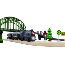                             BABU vláčky - Dřevěná vláčkodráha s elektrickou lokomotivou 54 ks                        
