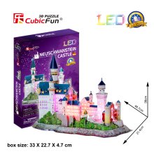                             CubicFun - Puzzle 3D Zámek Neuschwanstein s LED světlem - 128 dílků                        