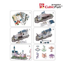                             CubicFun - Puzzle 3D Zámek Neuschwanstein s LED světlem - 128 dílků                        