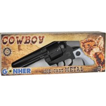                             Kovbojský revolver kovový černý 12 ran                        