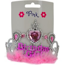                             Čelenka Happy Birthday s růžovým peřím                        