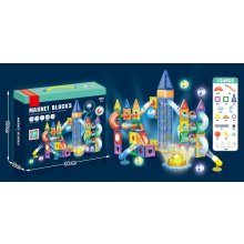                             Magnetická stavebnice s LED světly a kuličkou - 134 ks                        