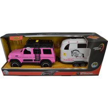                             CITY SERVICE CAR - 1:14 - Růžové terénní vozidlo s přívěsem a koněm (se zvukem a světly)                        