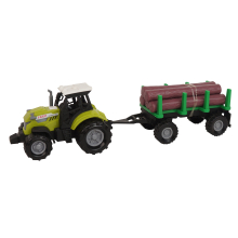                             FARM SERVICE - Traktor s valníkem na dřevo 1:43 se zvukem a světlem                        