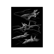                             Škrábací obrázek stříbrný - Proudová letadla                        
