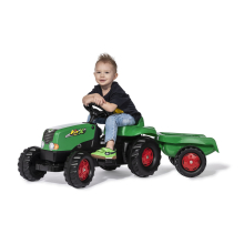                             ROLLYTOYS - Šlapací traktor Kid s vlečkou - zeleno-červený                        