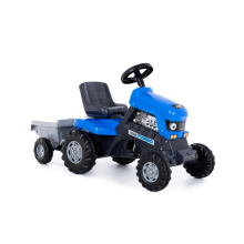                             Šlapací Traktor Turbo s přívěsem modré                        