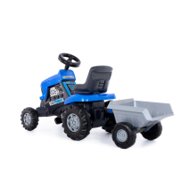                             Šlapací Traktor Turbo s přívěsem modré                        