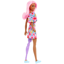                             Barbie modelka - květinové šaty na jedno rameno                        