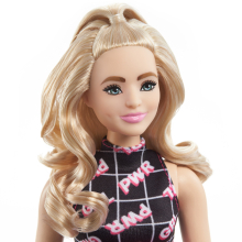                             Barbie modelka - černo-modré šaty s ledvinkou                        