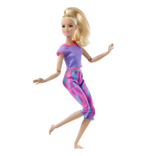                             Barbie v pohybu - blondýnka ve fialovém topu                        