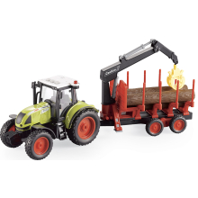                             Farm service - Traktor s přívěsem pro přepravu dřeva 1:16                        