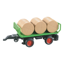                             Farm service - Traktor s valníkem a balíky slámy 1:16                        