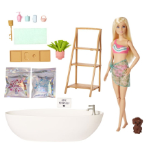                             Barbie panenka a koupel s mýdlovými konfetami blondýnka                        