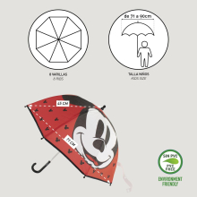                             Cerdá - Dětský manuální deštník Mickey červený                        
