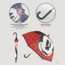                             Cerdá - Dětský manuální deštník Mickey červený                        