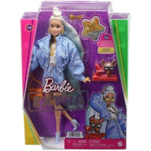                             Barbie Extra - Vzorovaná Modrá Sukně s bundou                        
