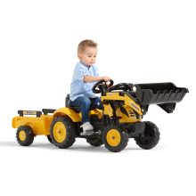                             FALK Šlapací traktor 2076M Komastu s nakladačem a přívěsem - žlutý                        