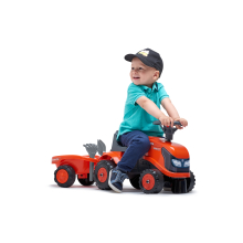                             FALK Odrážedlo traktor Kubota oranžové s volantem a valníkem                        