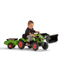                             FALK Šlapací traktor 2040AM Claas Arion 410 s nakladačem a přívěsem - zelený                        