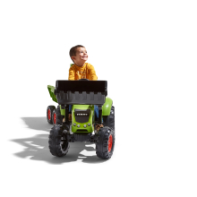                             FALK Šlapací traktor 1010W Claas Axos s nakladačem, rýpadlem a přívěsem                        