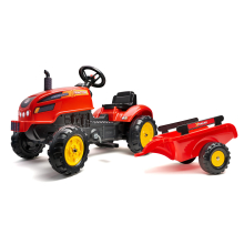                             FALK Šlapací traktor 2046AB X-Tractor s přívěsem a otevírací kapotou - červený                        