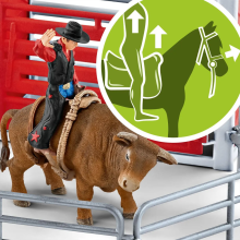                             Schleich - Kovboj na býku v ohradě                        