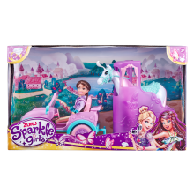                             Sparkle Girlz - Panenka s jeepem a přívěsem s koněm                        