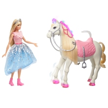                             Barbie Princess Adventure Princezna a kůň se světly a zvuky                        