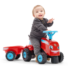                             FALK - Odstrkovadlo - traktor Go Farm červené s volantem a valníkem                        