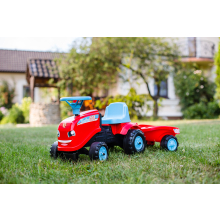                             FALK - Odstrkovadlo - traktor Go Farm červené s volantem a valníkem                        