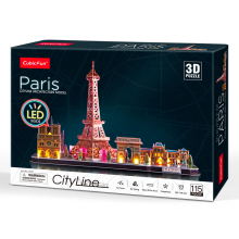                             CubicFun - Puzzle 3D Pařížs s LED světlem - 115 dílků                        